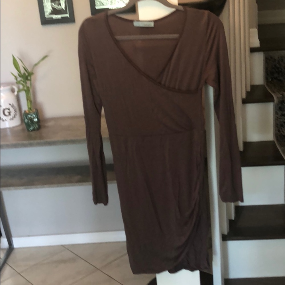 Body-con faux wrap dress with side gather